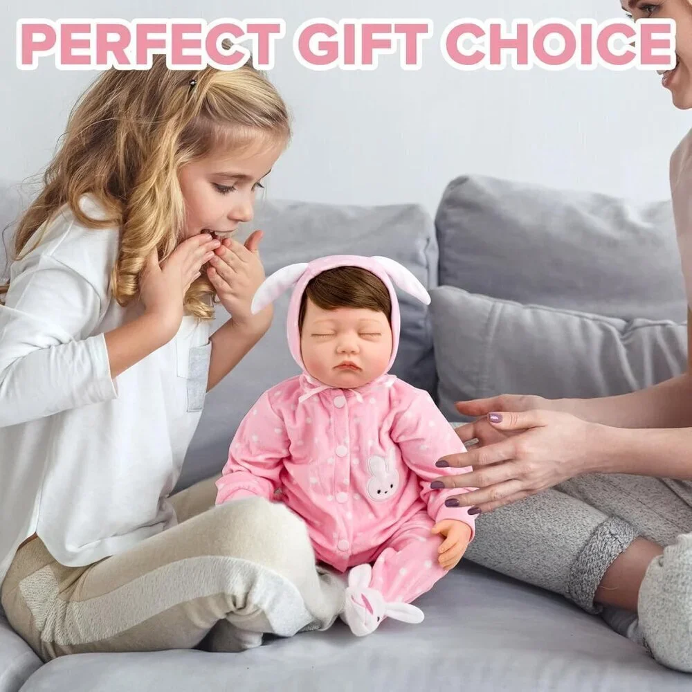 22inch Soft Cloth Body Newborn Baby Dolls Poseable Limbs Sleeping Doll Girl